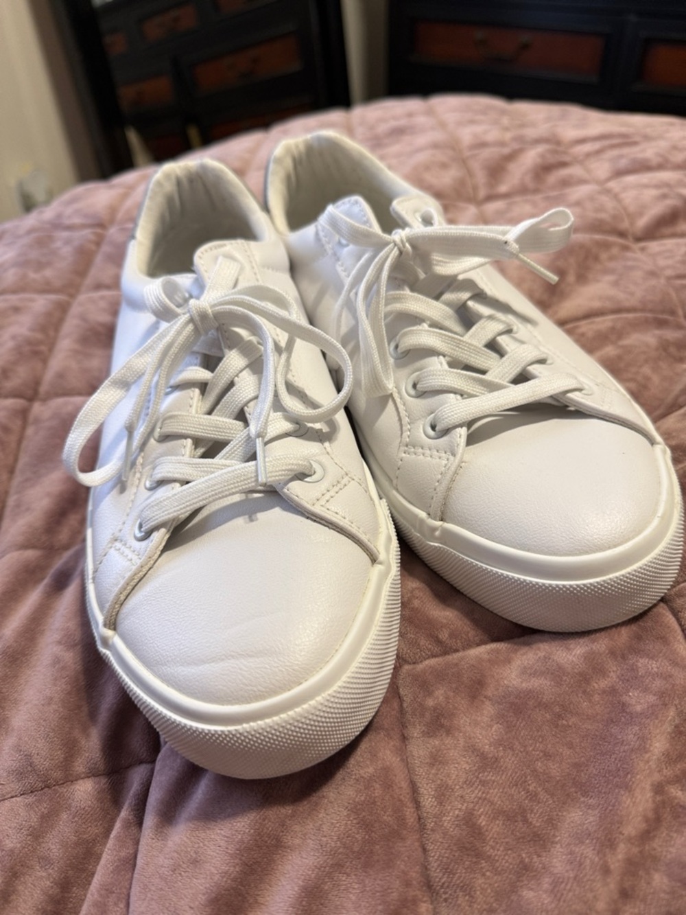 White Leather Low-Top Sneakers